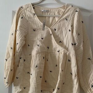 Madewell - Women's Cream Top with black bows